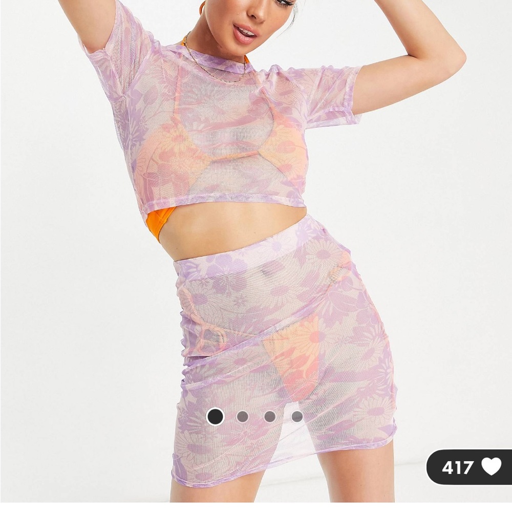 Brave Soul Mesh Crop T and Skirt